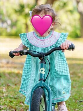 Masters Green White Gingham Smocked Girls Dress